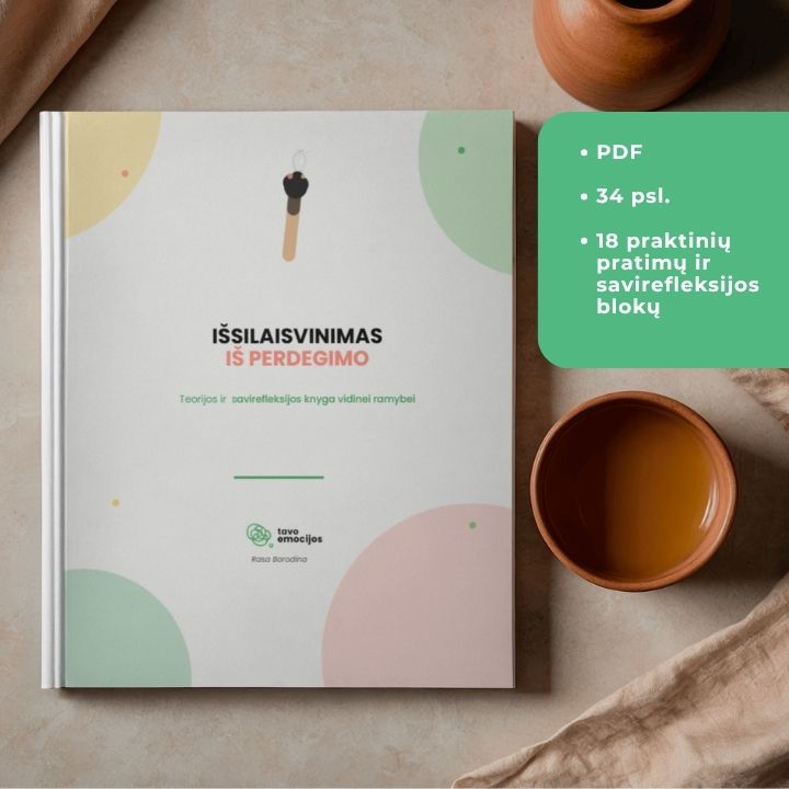 Skaitmeninė užduočių knyga "Išsilaisvinimas iš perdegimo: Savirefleksijos pratybos vidinei ramybei" PDF
